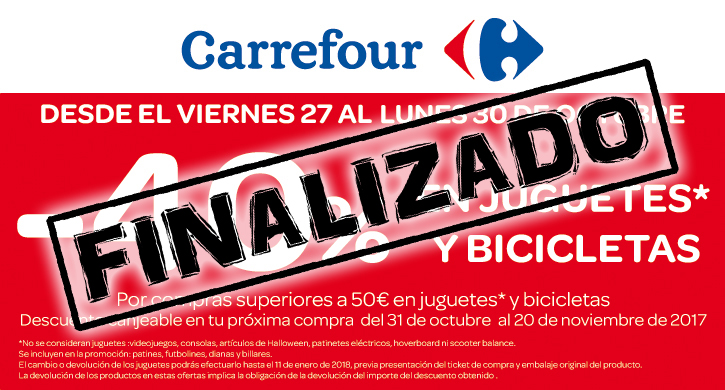 40 descuento en juguetes y bicicletas carrefour